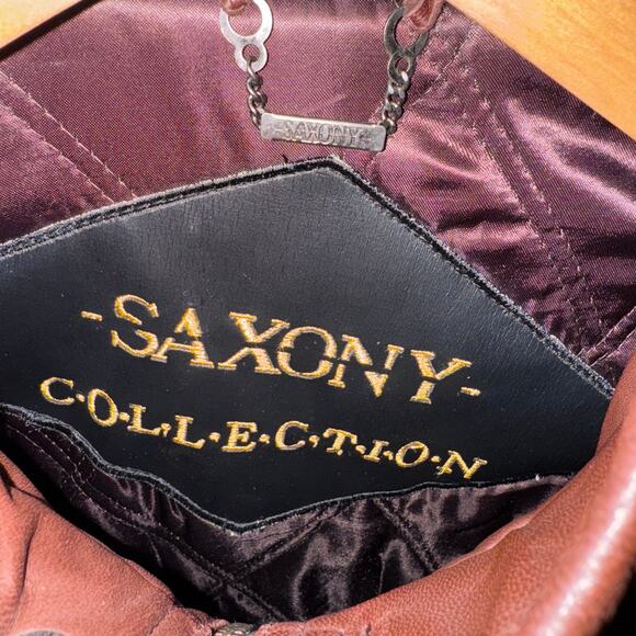 Vintage Saxony Leather Comber Monochrome Brown Men's L Rare Immaculate - Picture 4 of 5